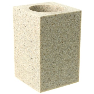 Square Free Standing Toothbrush Tumbler in Natural Sand Finish Gedy OL98-03
